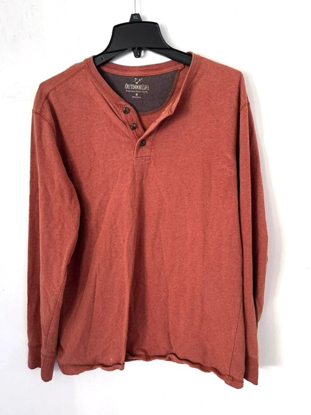 Outdoor Life Wilderness Sueded Henley Shirt Men’s Medium Maroon Long Sleeve